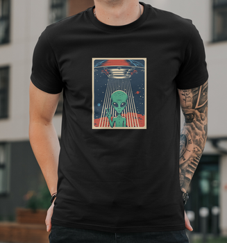 Мужская футболка B&C Collection с принтом Инопланетянин НЛО UFO, M Черный