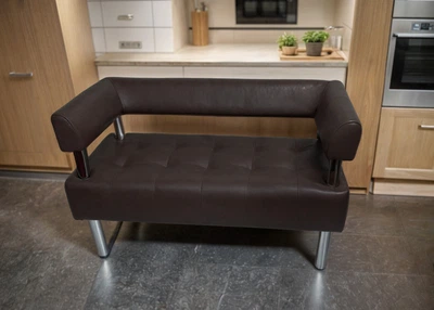 Диван офісний Tobi Sho Комфорт зі спинкою та підлокітниками 1200x530x750, шкірзам Темний шоколад 22311
