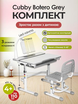 Комплект мебели Cubby парта и стул-трансформеры Botero Grey
