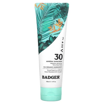 Ежедневный солнцезащитный крем с цинком SPF 30 Badger Company, от солнечных ожогов, прозрачный, 118 мл