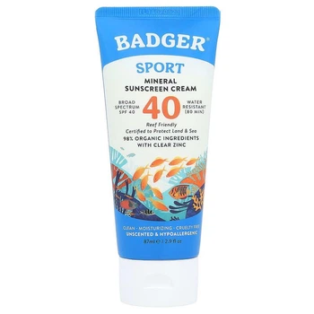 Водостойкий минеральный крем от загара с оксидом цинка SPF 40 Badger Company, 87 мл
