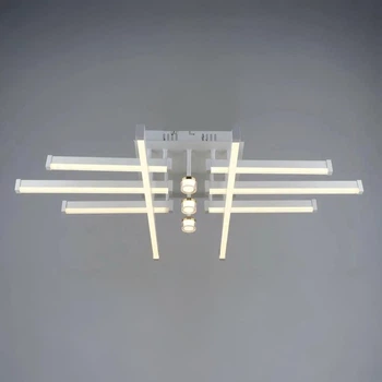 Потолочная LED люстра 64W Sirius с линейными плафонами 3000K/6500K белая/золотая IP20 B YH1316/8+3 WT+GD