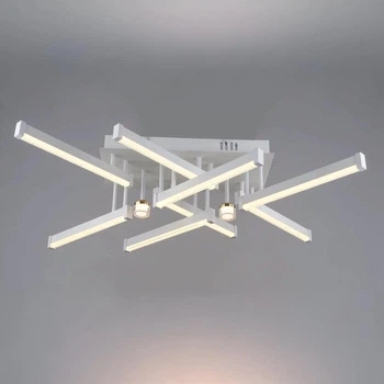 Потолочная LED люстра 52W Sirius с линейными рассеивателями 3000K/6500K белая/золотая IP20 B YH1315/8+2 WT+GD