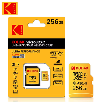 Карта памяти microSDXC Kodak U3 A1 V30 Class 10 256Gb с адаптером
