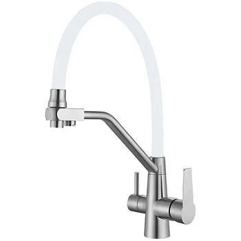 Смеситель для кухни с гибким изливом на две воды Mixxus FUL-021 REFL.WHITE из нержавеющей стали SUS304 (MI7017)