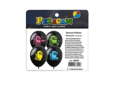 Кульки PELICAN 12' (30 см) Among Us (10шт/уп) чорний 5-стор.