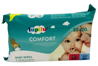 Влажные салфетки для детей с алоэ вера и пантенолом Lupilu Comfort 80+20шт