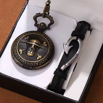 Годинник на ланцюжку кишеньковий та браслет Ван Піс One Piece (без коробки)
