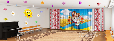 Патріотичні Фото Штори в дитячий сад PHOTODECOR "З Днем матері та вишитий орнамент 13"