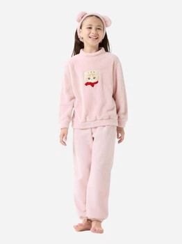 Детская теплая пижама + повязка для девочки Uniqlo 651837464 104 см Розовая (1159828843)