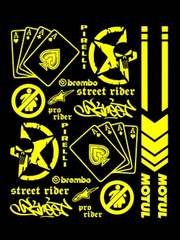 Стікерпак комплект наклейок для мото STREET RIDER Жовтий