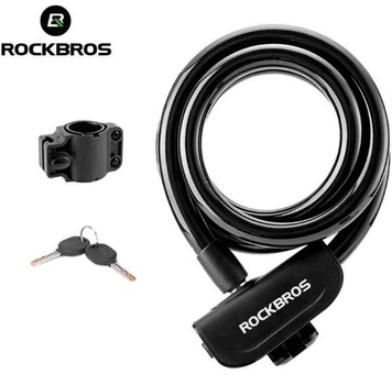 Велосипедный замок на ключ Rockbros RKS515 со стальной вставкой вело трос 115 см велозамок для велосипеда/самоката Черный