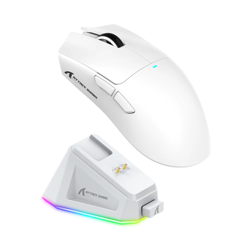Бездротова ігрова мишка Attack SHARK X11 (22000DPI, 2.4G, BT5.2, Type-C, PAW3311, док-станція с RGB, white)