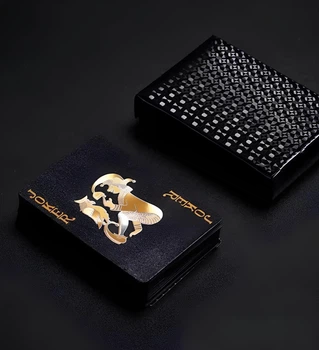 Карты игральные пластиковые для покера Golden Black 54 шт фокусы Черные