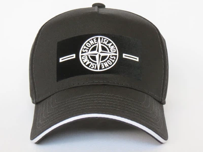 Кепка Stone Island размер 60 Черная с белым (4867)