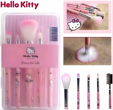Набор кистей для макияжа Hello Kitty Хеллоу Китти 5шт розовый (AN)34117