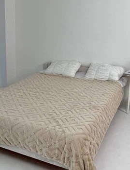 Плед Dushka Home Королевская Шиншилла Ромб 21227 200х230 см бежевое 5056640