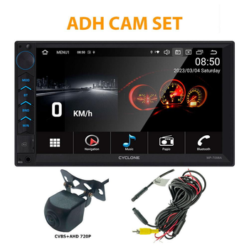 Автомагнітола 2DIN CYCLONE MP-7098A CAM: Android, CarPlay/AndroidAuto, 2/32Gb + AHD Камера