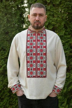 Чоловіча вишиванка V&V Мудрий XXXXL Молочний (470136193-333)