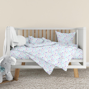 Комплект постільної білизни у ліжечко дитячий Home Line 147х112 см Серця Бязь (193595 HL)