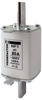 Запобіжник ножовий з плавкою вставкою ПромфакторNF1.80A 500V 120kA