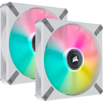 Кулер для ПК Corsair iCUE ML140 RGB Elite Premium Dual Pack with Hub 140x140x25mm 1600RPM White (CO-9050119-WW)
