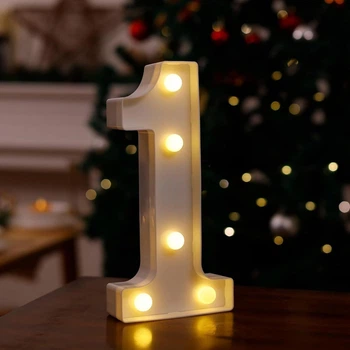 Объемная цифра 1 Led декоративная маленькая 21 на 10 см белый