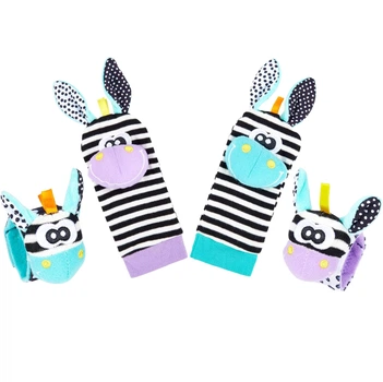 Набір 4 предмети шкарпетки та браслети брязкальця Giraffe Purple