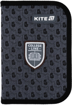 Пенал шкільний без наповнення Kite College Line Boy 1 відділення 2 відвороти 20.5х14х4 см Сірий (K25-622-2)