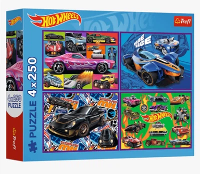 Пазлы (4х250 элм.) «Гоночные автомобили» Hot Wheels