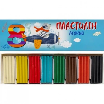 Пластилін 8 кольорів 144гр КТ 230602, м'який Jumbі, в коробці (4820274630033)