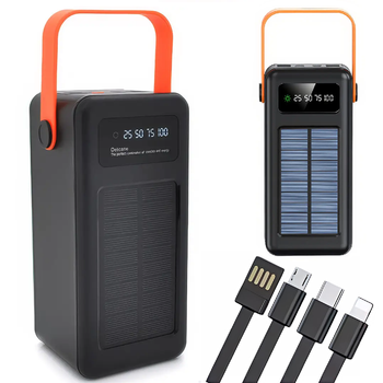 Портативная батарея NEW внешняя повербанк Power Bank 100000 mAh с солнечной панелью и фонариком