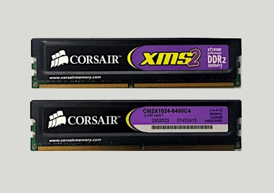 Ігрова оперативна пам'ять Corsair DDR2 2Gb (2x1Gb) 800MHz PC2 6400U 1R8 CL4 (CM2X1024-6400C4) б/в