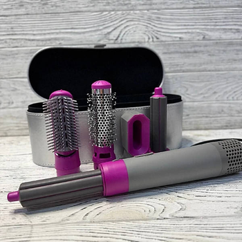 Стайлер для волос с ионизацией 5в1 в кейсе Серебристый Hair Brush