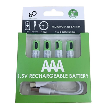 Батарейки AAA аккумуляторные с разъемом USB Type-C от Smartoools на 1.5V/750mWh - 4 ШТ.