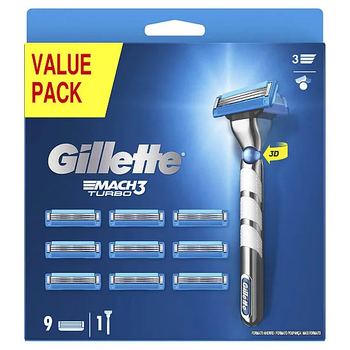 Станок для гоління Gillette Mach3 Turbo з 9 змінними лезами