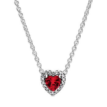 Серебряное ожерелье "Красное сердце"