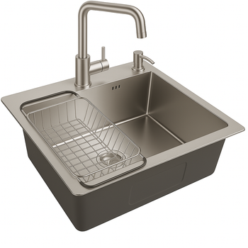 Кухонна мийка AQUAMARIN VLS51 DurAlum (Матова)+Змішувач+Дозатор+Сифон+Кошик для посуду