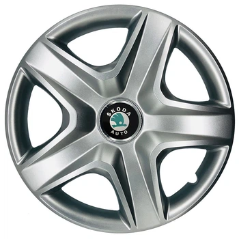 Автомобільні модельні ковпаки R15 Skoda (зелена) 340 4шт, SJS, сріблясті