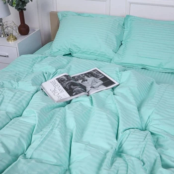 Комплект постельного белья MirSon Satin&nbsp;Stripe 30-0013&nbsp;Azure 175х210 Двуспальный (2200005252390)