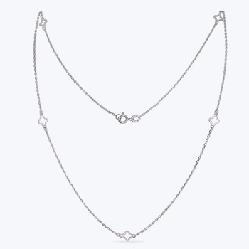 Серебряное Колье Клевер Контур mini Rhodium