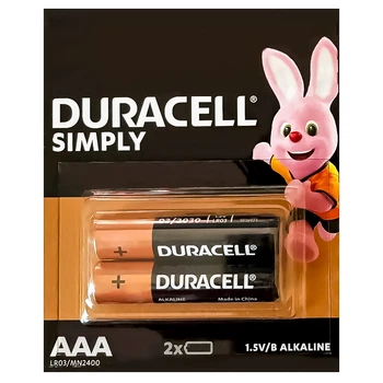Батарейки Duracell MN2400 AAA LR03 лужні 1.5 В 1175 мА·год 2 шт