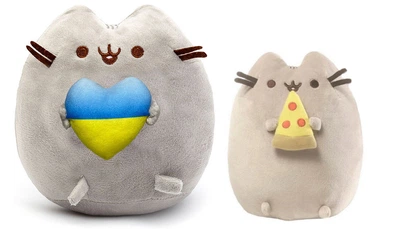 Набор Мягких игрушек Пушин кэт Pusheen cat S&T с сердцем 23х25см и Кот с пиццей 12х15см (n-10457)