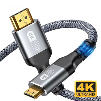 Кабель Mini HDMI to HDMI Ver 2.0 HD 4K 60 Гц NIERBO высокоскоростной двунаправленный 1м (2000162)