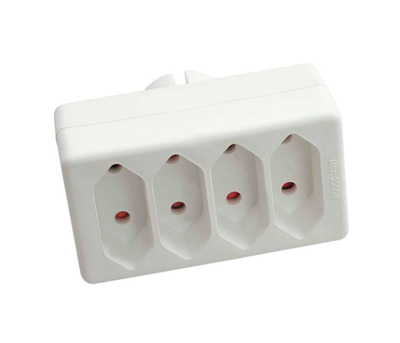 Розетка 4-х місна без заземлення SQ-ZDB01 - 4, 4x2.5A(10A) 250V~Max, 2300W, White, 2Р