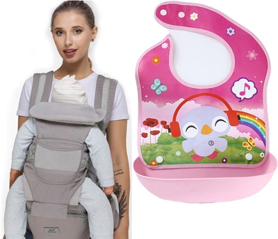 Хипсит, Эрго-рюкзак, кенгуру, переноска Baby Carrier 6в1 Серый слюнявчик-трансформер (vol-9889)