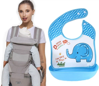 Хипсит, Эрго-рюкзак, кенгуру, переноска Baby Carrier 6в1 Серый слюнявчик-трансформер (vol-9897)
