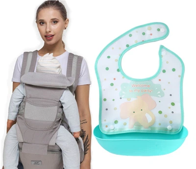 Хипсит, Эрго-рюкзак, кенгуру, переноска Baby Carrier 6в1 Серый слюнявчик-трансформер (vol-9902)