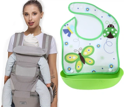Хипсит, Эрго-рюкзак, кенгуру, переноска Baby Carrier 6в1 Серый слюнявчик-трансформер (vol-9890)