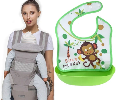 Хипсит, Эрго-рюкзак, кенгуру, переноска Baby Carrier 6в1 Серый слюнявчик-трансформер (vol-9896)